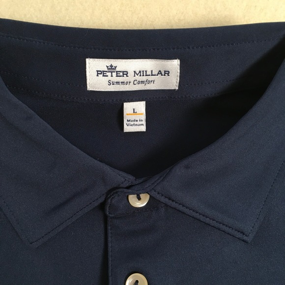Peter Millar Men's Golf Polo Long Sleeve Size L Blue Activewear NWT - Picture 4 of 9